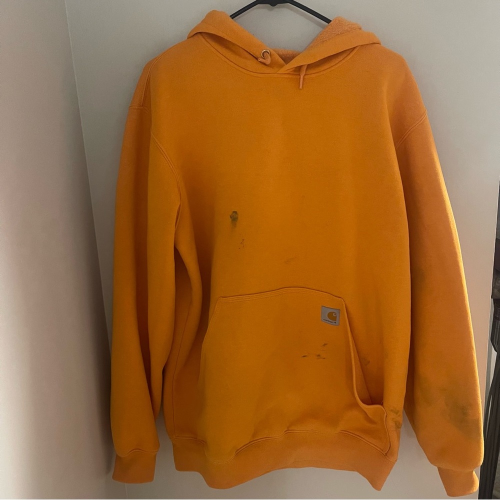 men’s orange Carhartt hoodie size medium